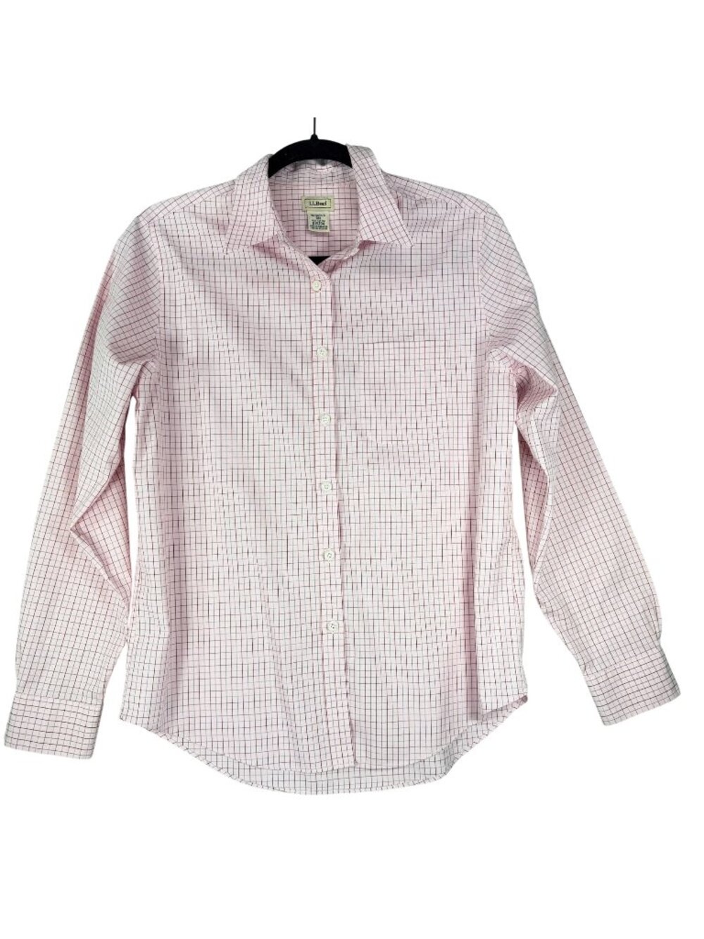 LL Bean Womens Small Pink Checkered Shirt Button Down Long Sleeves READ